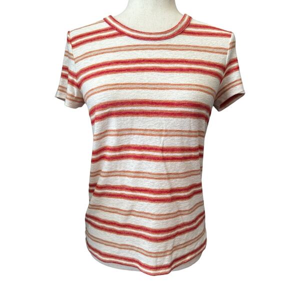 Madewell Red Ivory Striped Knit Tee Size S - Picture 1 of 6